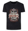 Thumbnail Black acid wash T-shirt with large front print, flat view.